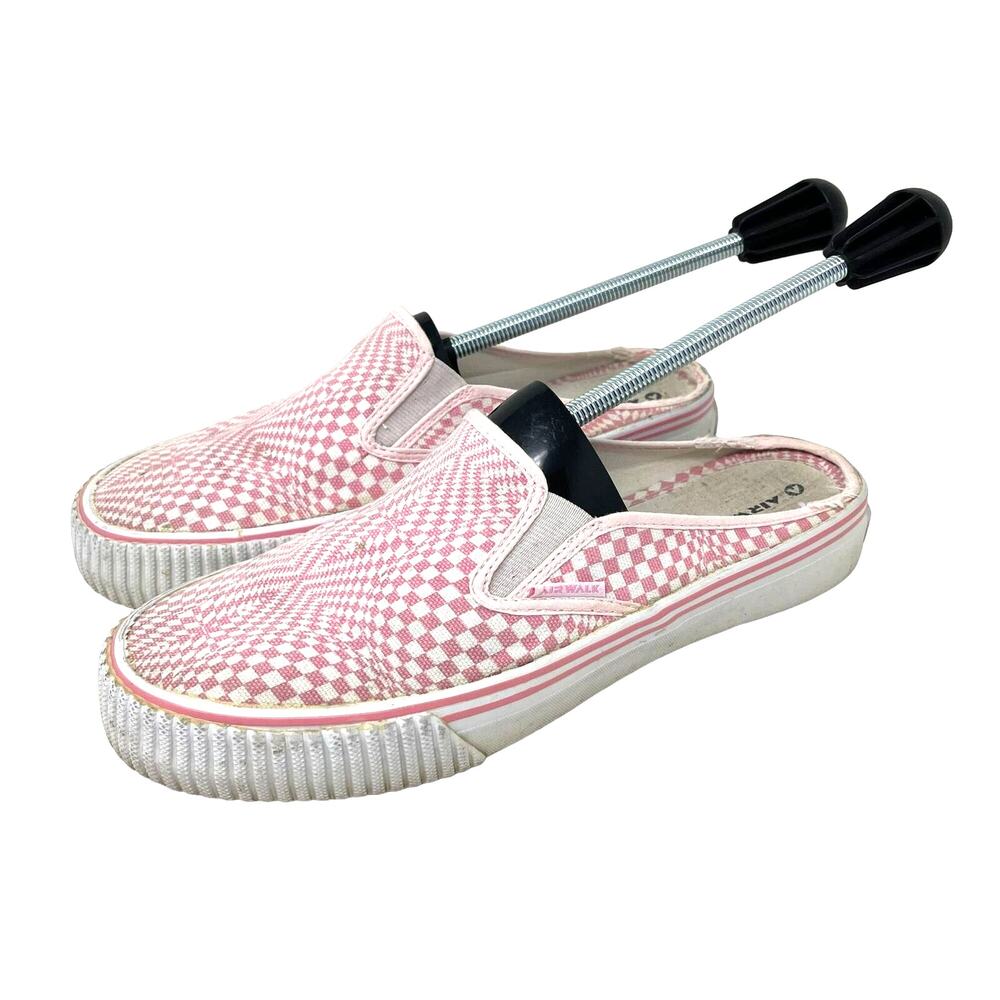 Airwalk Womens Pink White Check Slip‎ On Skater Shoes 47422/28 Size 9.5 Mules
